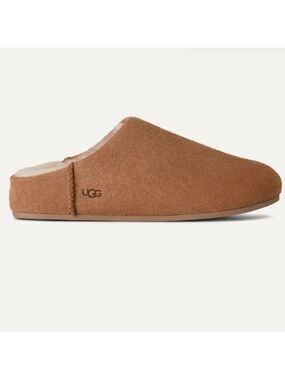 UGG Wpmens Chestnut Suede Sheepskin Lined Slip-On Slippers Cozy Comfort Sz 5